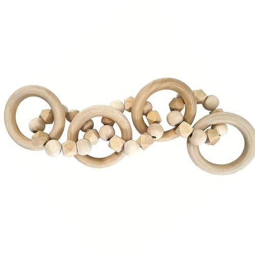 DEARMAMY Cadena de Madera Decorativa Rústica Cuentas Octogonales Pulidas Eslabones Madera Natural Resistente Adecuado para Decoración Minimalista de Estanterías y Ambientes Hogareños