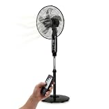 Wintem - Ventilatore a Piantana 40 cm con Telecomando – Altezza Regolabile da 125 a 135 cm – 6 Velocità, Timer 7,5H e Comandi Touch – Piantana Silenziosa 40W (Nero)