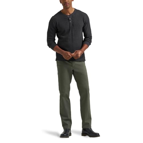 Lee Men's Extreme Motion Flat Front Slim Straight Pant, Olive Gray4