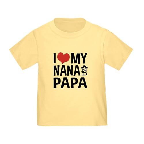CafePress I Love My Nana and Papa Toddler T Shirt Toddler Graphic Tee, 100% Cotton Daffodil Yellow