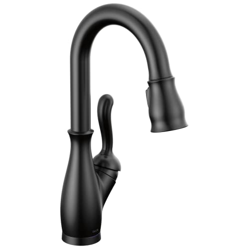 Delta Faucet Leland Touch Bar Faucet With Pull Down Sprayer, Black Bar Sink Faucet Single Hole, Wet Bar Faucets Single Hole, Prep Sink Faucet, Delta Touch2O Technology, Matte Black 9678T-Bl-Dst #TOP4