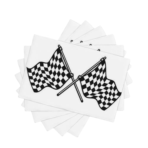 Set de table lin drapeau de course pour repas et pique-nique 6pcs - 2