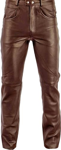 Men's Fashion Genuine Cowhide Biker Bomber Cowboy Leather Pants