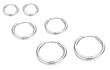 ENTREPLATA Tres Pares de Pendientes Aro Acero Inoxidable 316L – Aretes Cierre de Bisagra – Pack de 3 Pares Plateados – Hipoalergénicos y Resistentes – Diametro 10 14 18 mm