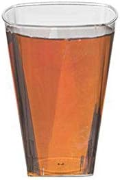 Clear Square Plastic Cups - 8 oz. (Pack of 14) - Versatile & Elegant Design, Perfect for Parties, Gatherings & Everyday Use - Image 2