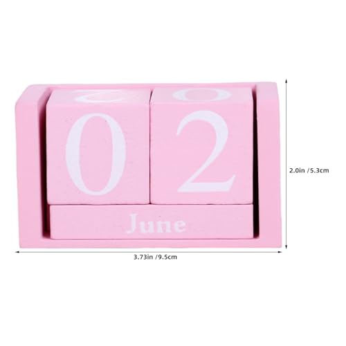 Calendario perpetuo rosa de madera con dos juegos de mesas giratorias estilo europeo minimalista 2