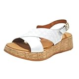 Paula urban Sandalia Casual de Piel, con cuña y Plataforma - 33-787 para: Mujer Color: Blanco Talla: 39