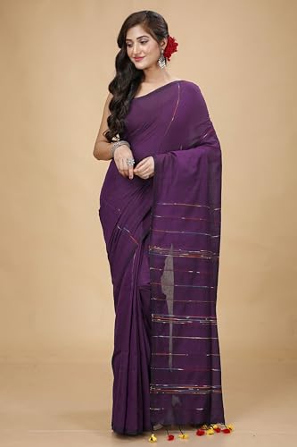 Image of Women's Traditional Bengal Handloom Soft Cotton Khesh Saree