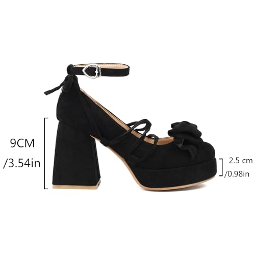 Chunky High Heeled Platform Womens Round Toe Court Shoes4