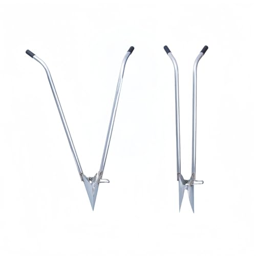 苗移植機 95cm ロングハンドル ステンレス製 | 野菜栽培・自動苗植え付けツール | 4開口設計・フットペダル付き | 腰を曲げずに作業可能・播種/移植兼用 | トウモロコシ・豆・野菜用 (95CM,F)