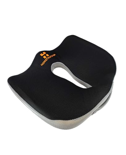 Cojín Ortopédico Coxis y lumbar de Látex y Gel Viscoelástico Alivio Dolor de Cóccix, Ideal Camioneros, Silla Oficina y Largas Horas Sentado, Funda Lavable