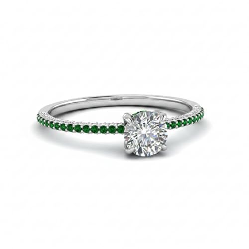 Image of Choose Your Gemstone Delicate Hidden Halo Diamond CZ Ring 925 Sterling Silver Round Shape Petite Engagement Rings Minimal Modern Design Birthday Gift Wedding Gift US Size 4 to 12