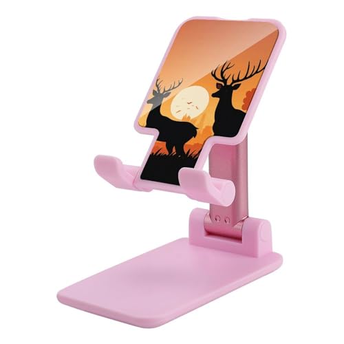 Support de téléphone pliable motif cerf et biche pour bureau Android et iPhone