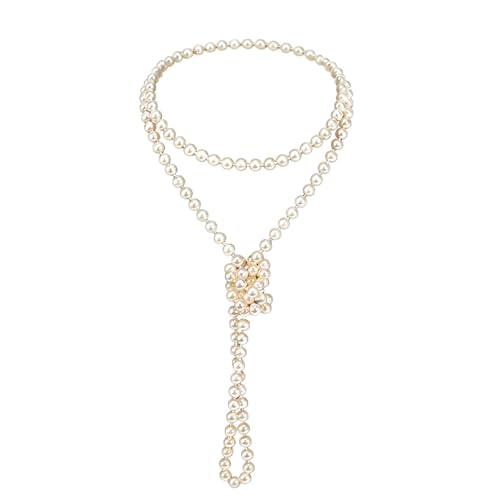 Kawailay Collier multi rangs de perles d'imitation style années 1920 - Blanc - 1,5 m
