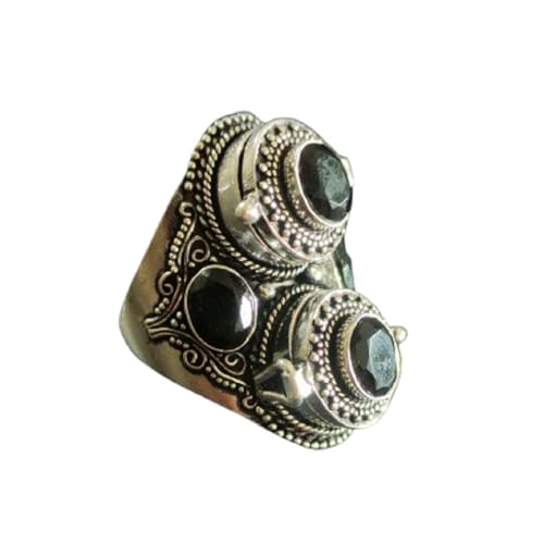 Black Onyx Poison Ring,Handmade Vintage Style Poisoner Ring,New Design Gorgeous Double Pill Box Ring,925 Sterling Silver Locket Ring