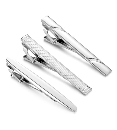 Jstyle 3 PCS Tie Clips for Men 316L Stainless Steel- Tie Bar Set, Regular Ties, Luxury Box Gift Ideas -Personalized Gifts for Men, Accessories for Business Wedding, Casual & Formal Attire
