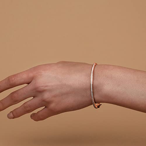 PAVOI 14K Gold Plated Cubic Zirconia Bangle Classic Tennis Bracelet | 7.5" Gold Bracelets for Women