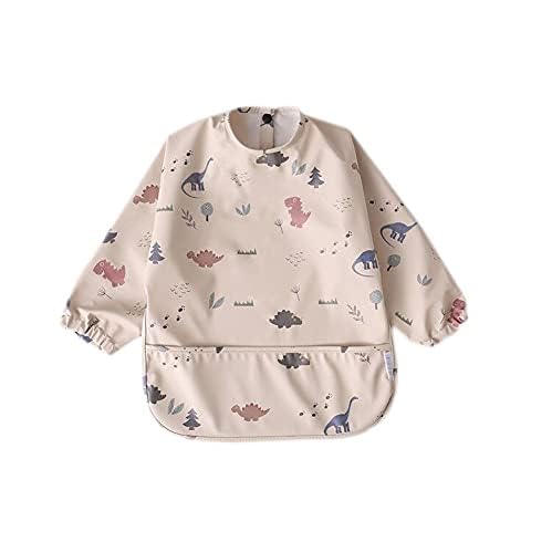 GZMM Waterproof Baby Bibs,Infant Toddler Long Sleeve Feeding Bib With Food Catcher,Easy Clean & Washable2