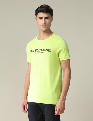 Image of U.S. Polo ASSN. Knitted Slim Fit Cotton T-Shirts for Men - Breathable & Comfortable, Half Sleeves Mens Casual T Shirts