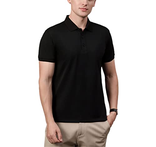 Polo homme noir uni 3XL manches courtes pour éviter la transpiration en été