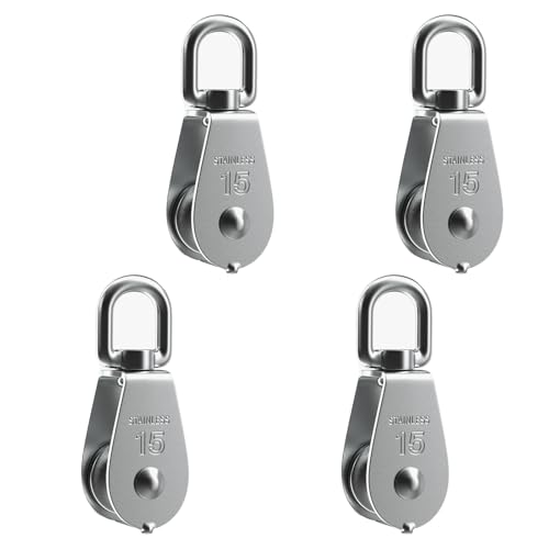 Poulie de corde M32 inox 304 charge 250kg avec rotation fluide anti-friction
