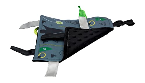 Baby Sensory Crinkle & Teething Square Lovey Toy with Closed Ribbon Tags for Increased Stimulation: 8"X8" (Dark Magic) image 4