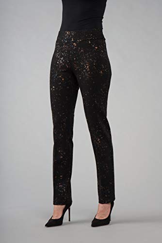 Women's 4 Way Stretch Pull-On Pants in Black and Gold Galaxy Print Size 62