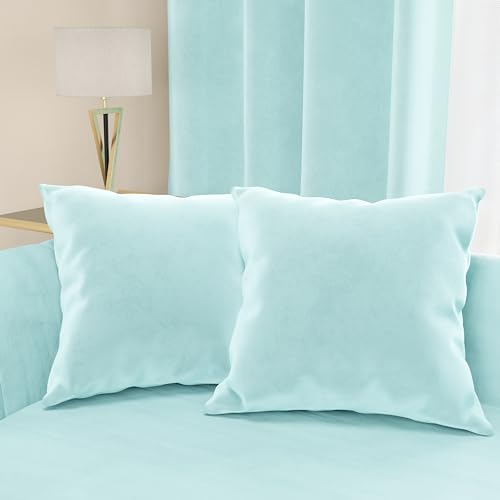 PETTI Artigiani Italiani - Cuscini Arredo in Velluto, Cuscino per Camera da Letto, Divano Salotto, Federa Cuscino, Celeste 2 Pezzi - 80x80 cm