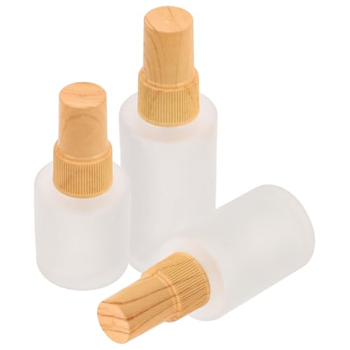 SKISUNO 3 Botellas Esmeriladas de Vidrio con Tapa de Madera Diseño Elegante, Pulverizador de Niebla Fina, Capacidad 20 Ml 30 Ml 40 Ml, Ideales para Viaje Compacto Estilo Varios estilos