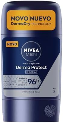 NIVEA MEN Desodorante Antitranspirante Stick Derma Protect Clinical 58g, Defesa Intensa 96h, Controle de Suor Extremo, Toque Suave, Protege a Pele