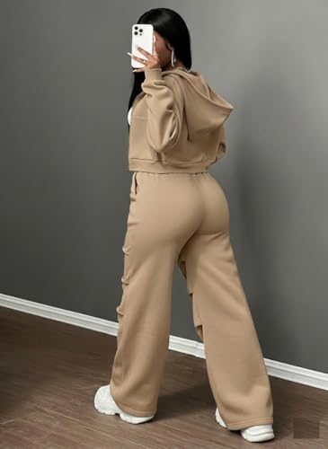 Image of Q - RIOUS Women's Baggy Mid Waisted Lounge Sweat Pants with Drawstring Athletic Flared Joggers with Pockets