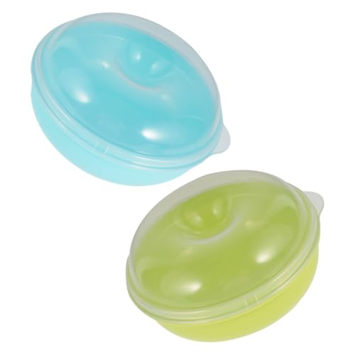 Alipis Doughnut Storage Box and Bagel Bread Saver Container, Microwaveable Airtight Plastic Bread Holder for Kitchen Countertop, Portable Food Storage Organizer 2pcs (blue Green)