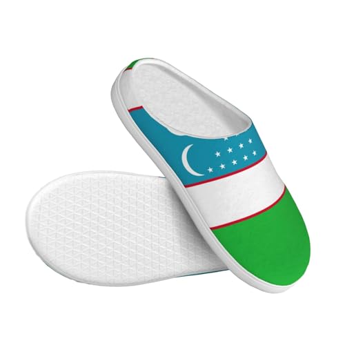 Cozy Flag of the Republic of Uzbekistan print Slippers Indoor and Outdoor Fuzzy House Shoes Anti-Skid Sole Gifts for Women Indoor Scuff3