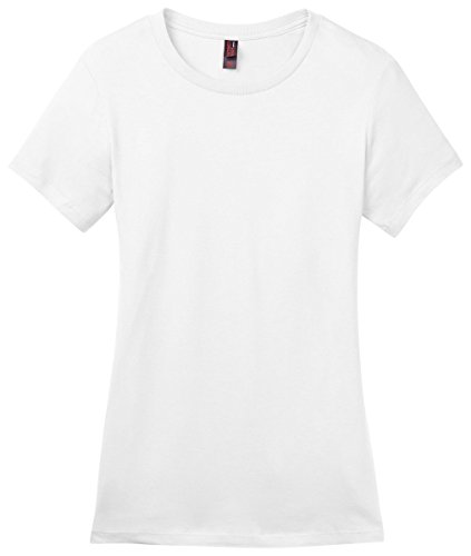 District Made - Ladies Perfect Weight Crew Tee-XL (Bright White)