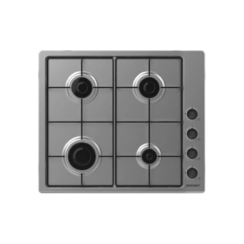 ZEROWATT Piano Cottura ZHW6LCX/1 4 Fuochi a Gas con Controlli Laterali Lunghezza 60 Cm Colore Inox