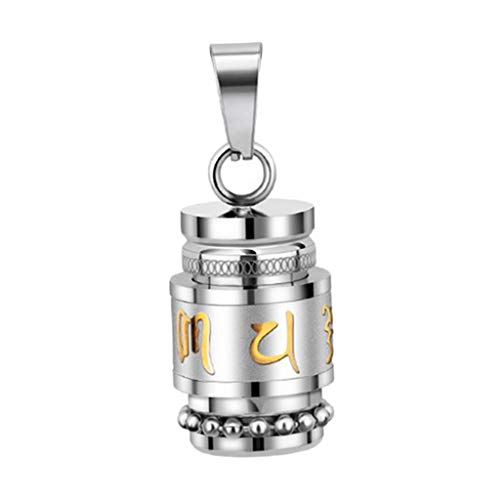 HomeDecTime Collier Pendentif Bouddha Pendentif Bouddhiste Mantra Prière Bouteille Collier - Argent Cover