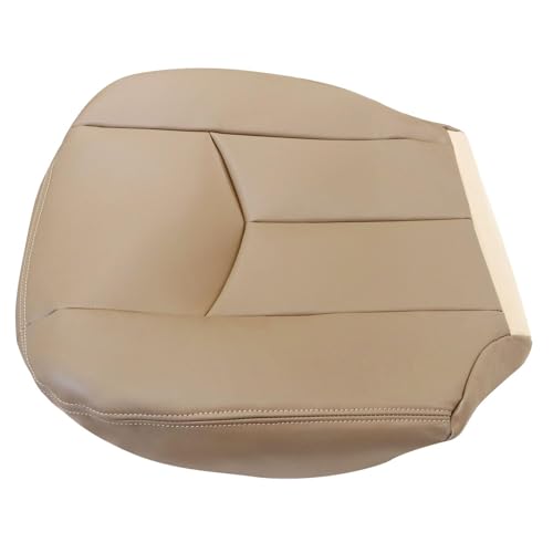 SecosAutoparts Driver and Passenger Side Bottom Replacement Leather Seat Covers Tan # 522 Compatible with Chevy Avalanche Silverado GMC Sierra 1500 2500 3500 HD 2003 2004 2005 2006 2007