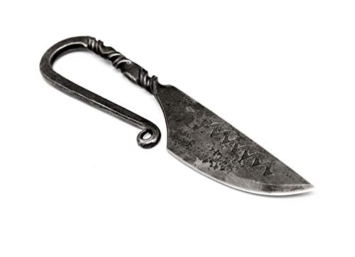 Toferner Medieval Celtic knife Handgeschmiedetes Federstahl Messer im keltischen Stil - Scharfe & spitze Klinge mit Echtledertasche -