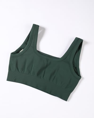 Image of AUROLA Power Womens Square Back Basic Sports Bra - Square Neck Padded Low Impact Yoga Bra Workout Crop Top