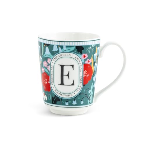 Image of Shay Alphabet Mug 300ml, Letter E Printed Coffee Mug for Girls, Boys, Friends | Ceramic Mug |Glossy Finish | Ceramic Coffee Cup | Porcelain | Microwave Safe (Alphabet Mug - E)