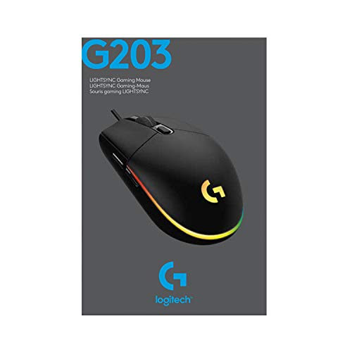 Mouse Gamer Logitech G203 LIGHTSYNC RGB, Efeito de Ondas de Cores, 6 Botões Programáveis e Até 8.000 DPI - Preto glide