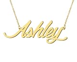 Aoloshow 18k Gold Plated Necklace with Ashley Name...