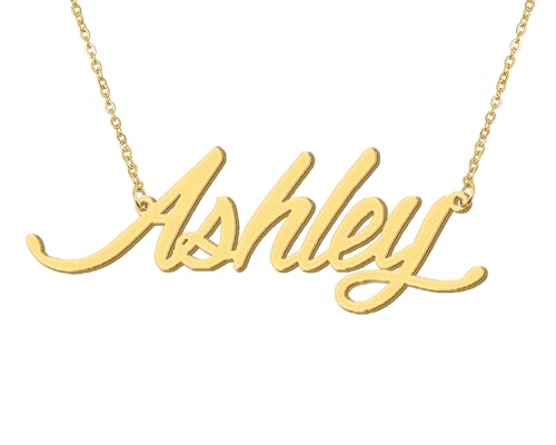 Aoloshow 18k Gold Plated Necklace with Ashley Name...
