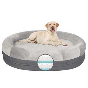 Orthopedic Dog Bed Large Breed with Memory Foam, 10″ Th Dog Beds for Large Sized Dog, Split into 2 Dog Beds, Dog Couch Bed with Washable Removable Cover, Anti-Slip Bottom (45″ Lx33 Wx10 Th)