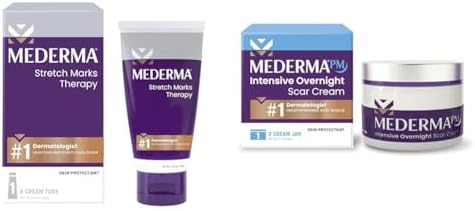 Mederma Stretch Marks Therapy, Helps Prevent and Treat Stretch Marks, Safe to Use When Pregnant & PM Intensive Overnight Scar Cream, Works with Skin's Nighttime Regenerative Activity