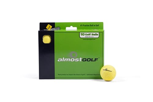ALMOSTGOLF Limited Flight Practice Foam Golf Balls Realistic Spin Trajectory & Accuracy Training Pack of 10 Hi-Vis Yellow