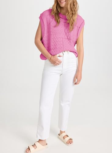 Image of EVALESS Womens Short Sleeve Sweater Summer Fall 2025 Round Neck Crochet Pullover Cap Sleeve Knit Oversized Sweater Vest Tops