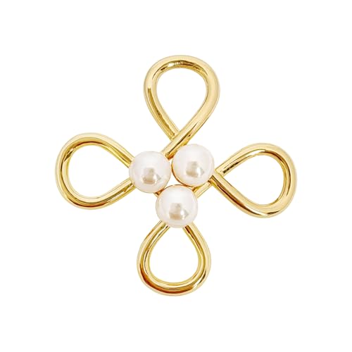 Image of Gold Brooches for Women Ladies Yellow Broach Flower Bow Rhinestone Lapel Pins Blazer Dress Denim Jacket Accessories