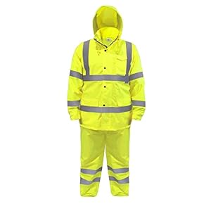 JORESTECH Safety Rain Set/Jacket Reflective High Visibility Yellow Black JK-03 / Pants Lime ANSI 150D Heavy Duty PANTS-03