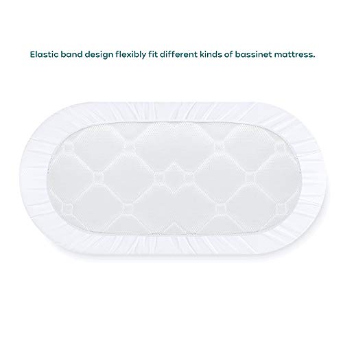 Yoofoss Waterproof Bassinet Mattress Pad Cover 2 Pack Fit For Hourglass/Oval Bassinet Mattress, Baby Bassinet Mattress Protector For Boys And Girls 32X16In #TOP7